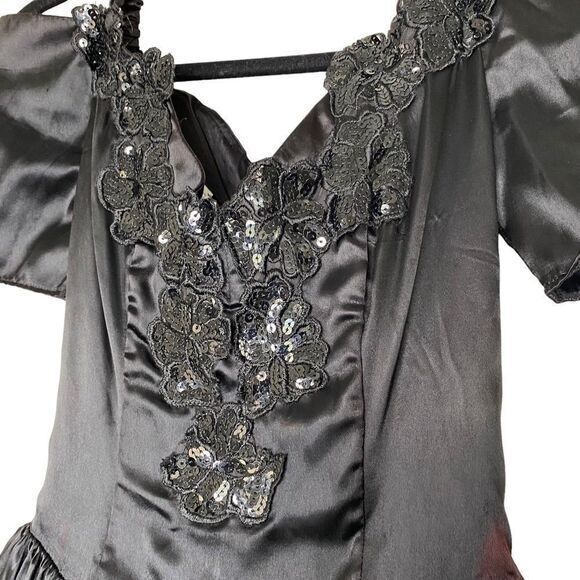 Gunne Sax By Jessica McClintock Vintage Black Off the shoulder size 3/4 Madonna - Picture 6 of 11